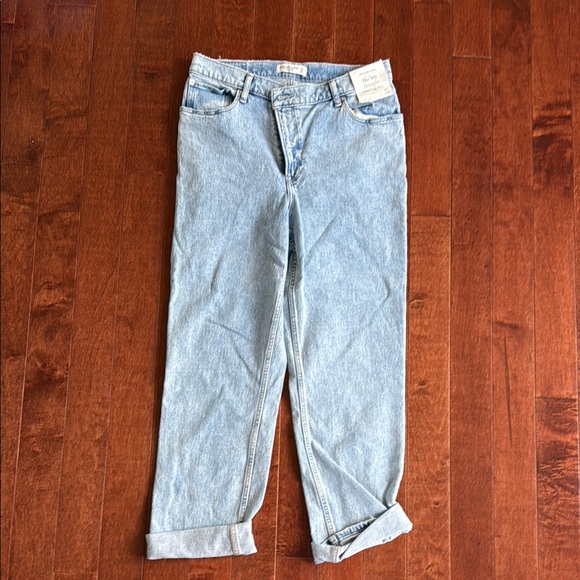 Blue Straight-Leg Jeans with Rolled Cuffs - Picture 1 of 6